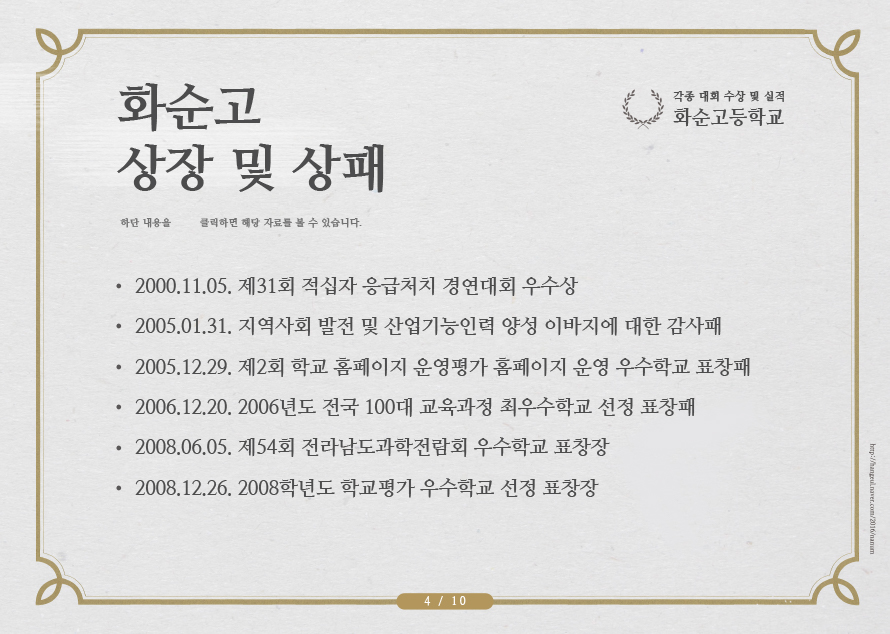 화순고 상장 및 상패