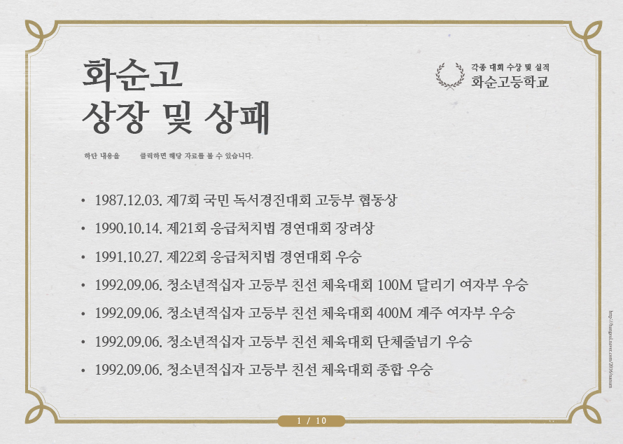 화순고 상장 및 상패