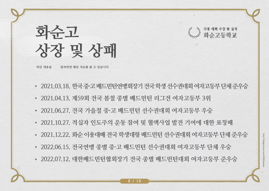 화순고 상장 및 상패